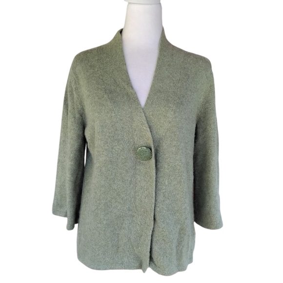 Tweeds Sweaters - Tweeds Sage Green Single Button Wool Angora Blend Cardigan Size Large